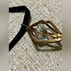 Elegant Gold and Black  Leather Pendant Necklace